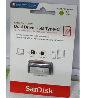 Clé USB Sandisk 128GB Ultra Dual Drive USB Type-C pour Smartphone, Tablette et PC